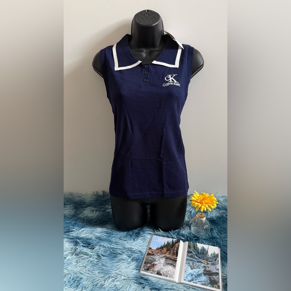 Calvin Klein Navy Sleeveless Tank Top